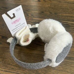 Capelli Girls Faux Fur Ear Muffs & Gloves